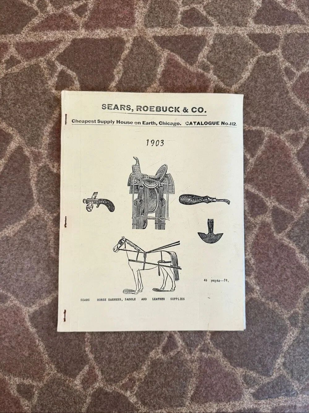 Vintage 1903 Sears Catalog Horse Harness Saddle and Leather Supplies Replica